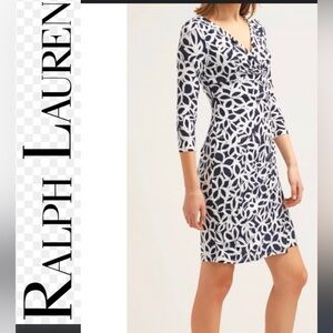 Ralph Lauren floral Sheath Dress V-Neck 3/4 Sleeve